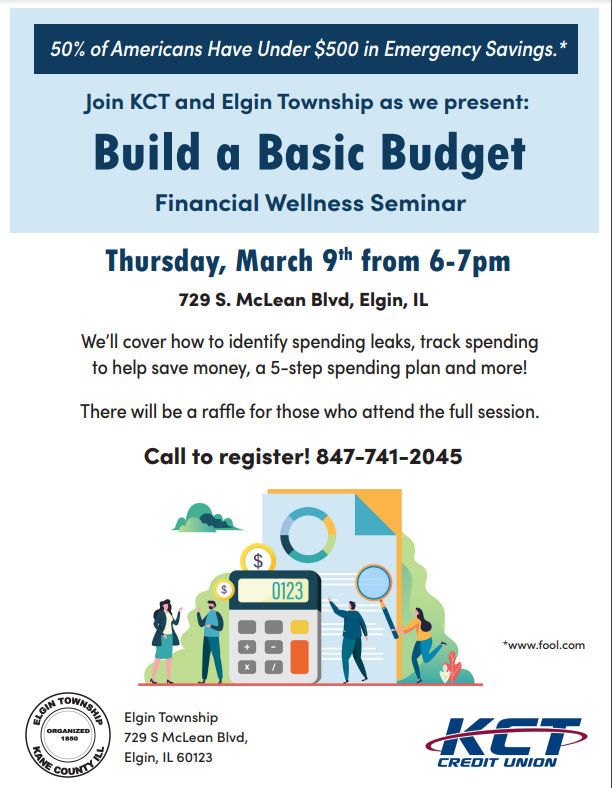 “Build a Basic Budget” Class (Presented by KCT Credit Union) Elgin